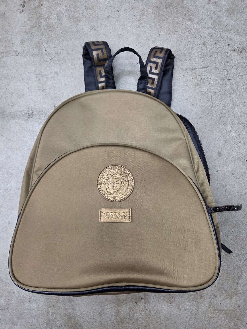 Versace Parfums Gold Beige Nylon Medusa Head Backpack GWP